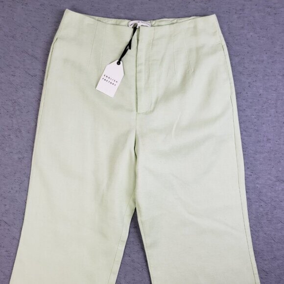 NWT English Factory Pants Wide Leg Trousers Ramie Viscose size L Mint Green - Picture 3 of 14